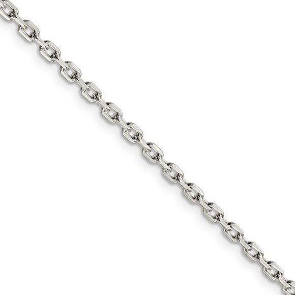 2.75mm Sterling Silver Solid Beveled Oval Cable Chain Necklace 22 In
